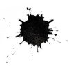 black ink blot on white background